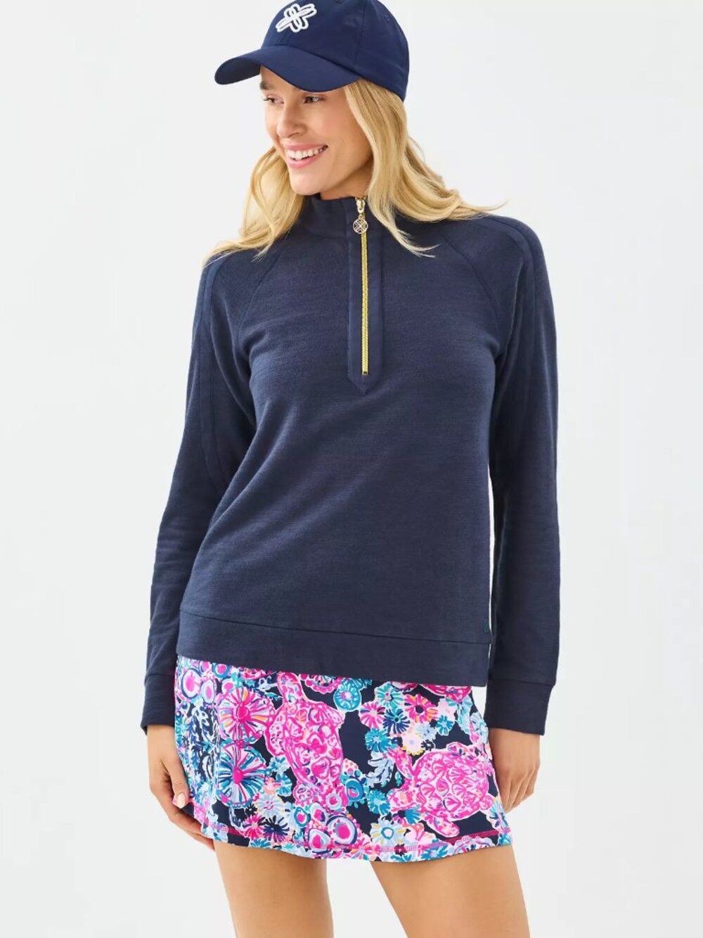 NWT Lilly Pulitzer UPF 50+ Luxletic Aila Skort Navy In Turtle Amazement, Size XS